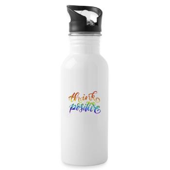 Think positive, think positively - Water bottle with straw - white - Right