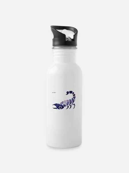 Skorpion - Sternzeichen - Trinkflasche mit integriertem Trinkhalm - Weiß