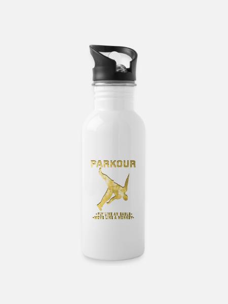 Parkour Freerunner Traceur Le Parcour Or - Gourde avec paille intégrée - blanc
