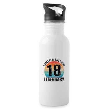 Happy Birthday - 18th birthday - Water bottle with straw - white - Right