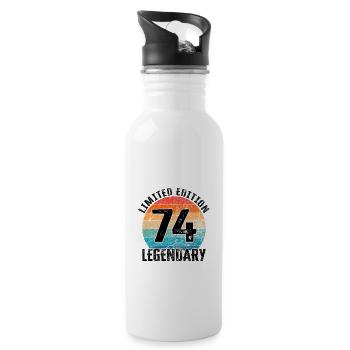 Happy Birthday - 74th birthday - Water bottle with straw - white - Right