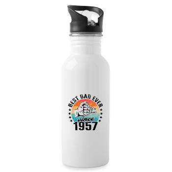 Bester Papa der Welt seit 1957 Vatertag Geburtstag - Trinkflasche mit integriertem Trinkhalm - Weiß - Rechts