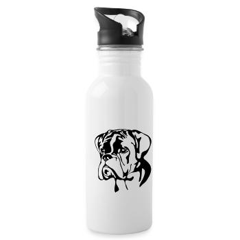 BOXER PORTRAIT Wilsigns dog dogs - Water bottle with straw - white - Right