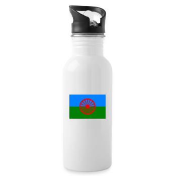 Roma Nation Flagge -Groß - Trinkflasche mit integriertem Trinkhalm - Weiß - Rechts
