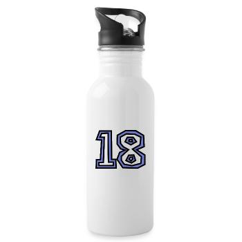 18. 18 ANS. 18e ANNIVERSAIRE. ANNIVERSAIRE 18 ANS. - Gourde avec paille intégrée - blanc - Droite