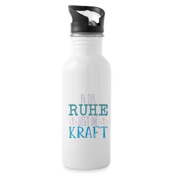 Weisheit - In Der Ruhe Liegt Die Kraft 1 - Trinkflasche mit integriertem Trinkhalm - Weiß - Rechts