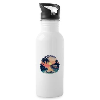 Tropical Paradise Bora Bora Sunset by the Beach - Water bottle with straw - white - Right