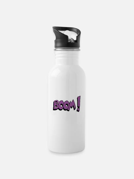 Boom - Trinkflasche mit integriertem Trinkhalm - Weiß