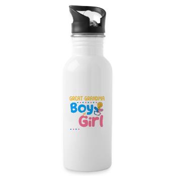 Pink or Blue Great-Grandma Loves You Best - Trinkflasche mit integriertem Trinkhalm - Weiß - Rechts