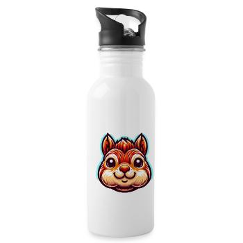 Süßes Eichhörnchen Nüsse Tierliebhaber Design - Trinkflasche mit integriertem Trinkhalm - Weiß - Rechts