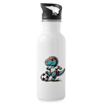 Joueur de football dinosaure T-Rex - Gourde avec paille intégrée - blanc - Droite