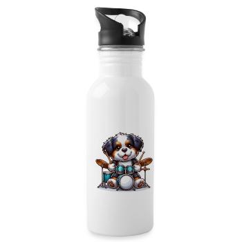 Bernese Mountain Dog Puppy Drummer Drummer Drummer - Water bottle with straw - white - Right