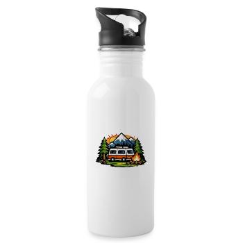 Bergcamping Wagen - Trinkflasche mit integriertem Trinkhalm - Weiß - Rechts