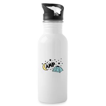 NACHTLAGER LAGER NACHT CAMPING STERNE ZELT MOTIV - Trinkflasche mit integriertem Trinkhalm - Weiß - Rechts