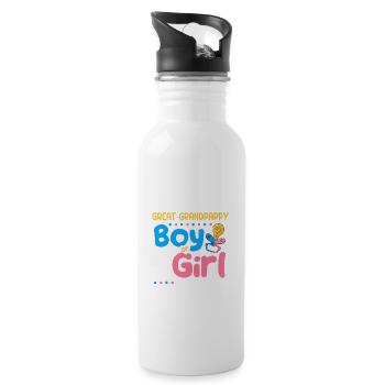 Pink or Blue Great-Grandpappy Loves You Best - Trinkflasche mit integriertem Trinkhalm - Weiß - Rechts