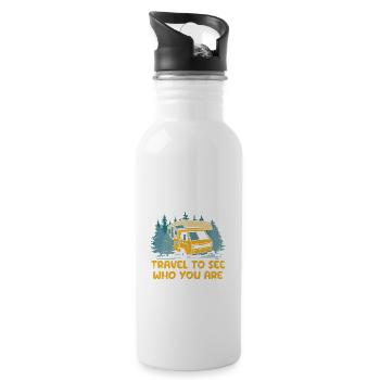 Travel to See Who You Are Traveler Vacation - Water bottle with straw - white - Right
