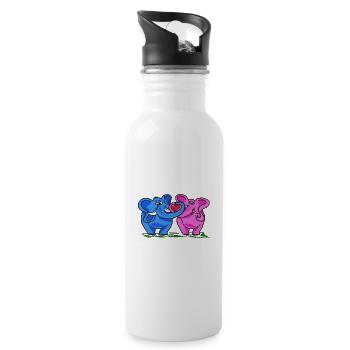 Elephant lovers - Water bottle with straw - white - Right