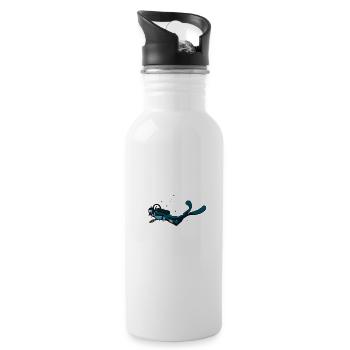 Taucher Unterwasser tauchen Hobby tiefsee Geschenk - Trinkflasche mit integriertem Trinkhalm - Weiß - Rechts