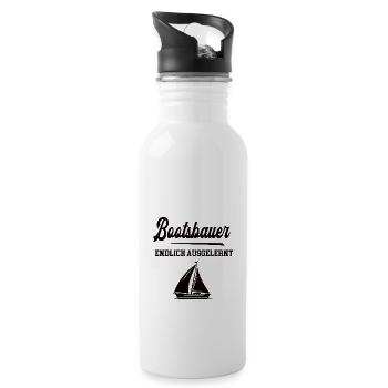 Bootsbauer Ausbildung Bestanden Azubi Bootsbau - Trinkflasche mit integriertem Trinkhalm - Weiß - Rechts