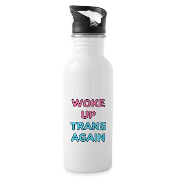 Wieder trans aufgewacht - trans pride - Trinkflasche mit integriertem Trinkhalm - Weiß - Rechts