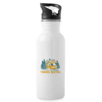 Traveler Road Trip Travel Lover Adventure - Water bottle with straw - white - Right