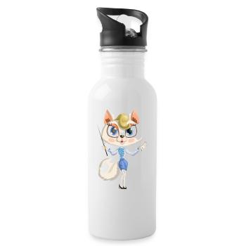 doux chat - Gourde avec paille intégrée - blanc - Droite
