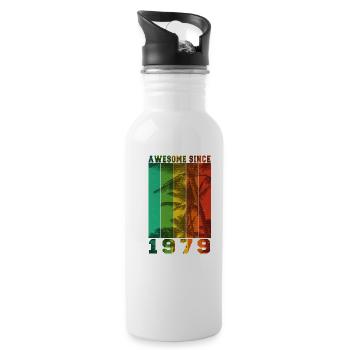 Awesome Since 1979 - Water bottle with straw - white - Right