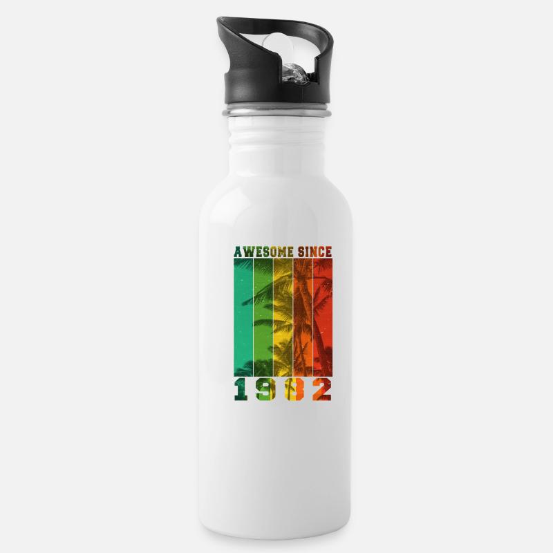 Großartig seit 1982 - Trinkflasche mit integriertem Trinkhalm - Weiß