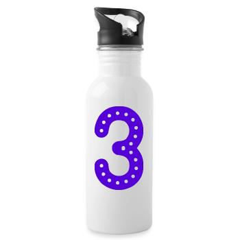 3 YEARS. 3RD ANNIVERSARY. BIRTHDAY 3 YEARS. 3 - Water bottle with straw - white - Right