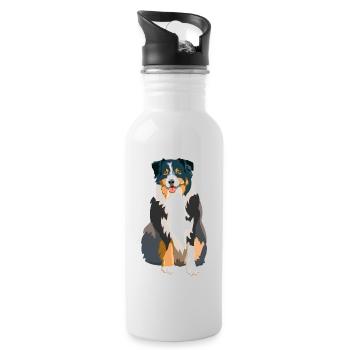 Australian Shepherd - Water bottle with straw - white - Right