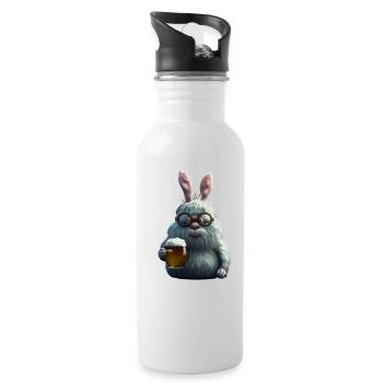 Drôle de lapin de Pâques avec bière - Gourde avec paille intégrée - blanc - Droite