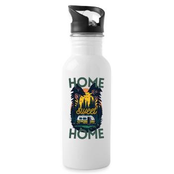 Camping, Home Sweet Home, Happy Camper - Gourde avec paille intégrée - blanc - Droite