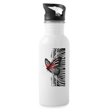 Magnificent Butterfly with decorated wings - Water bottle with straw - white - Right