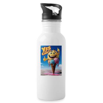 Crème glacée, cadeau pour les amateurs de crème glacée - Gourde avec paille intégrée - blanc - Droite
