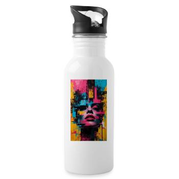 Art abstrait de la mode urbaine - Gourde avec paille intégrée - blanc - Droite