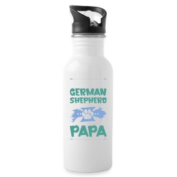 deutscher schäferhund hunde papa - Trinkflasche mit integriertem Trinkhalm - Weiß - Rechts