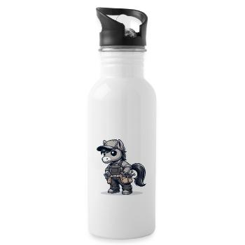 Cute Horse Craftsman - Trinkflasche mit integriertem Trinkhalm - Weiß - Rechts