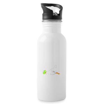 Ente lustig faul Spruch - Trinkflasche mit integriertem Trinkhalm - Weiß - Rechts