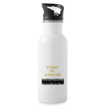 Stand with Ukraine World Peace Ukraine Russia - Water bottle with straw - white - Right