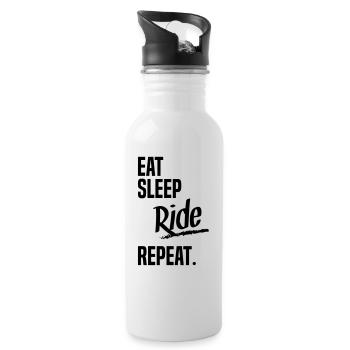 EAT SLEEP RIDE - Trinkflasche mit integriertem Trinkhalm - Weiß - Rechts