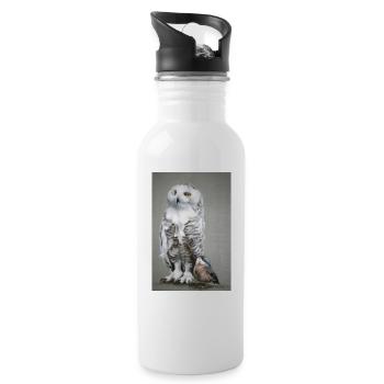 Eule - Trinkflasche mit integriertem Trinkhalm - Weiß - Rechts