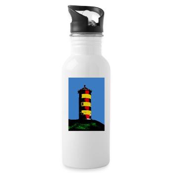 Leuchtturm Pilsum - Trinkflasche mit integriertem Trinkhalm - Weiß - Rechts