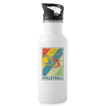 Retro Vintage Style Beach Volleyball Player - Water bottle with straw - white - Right