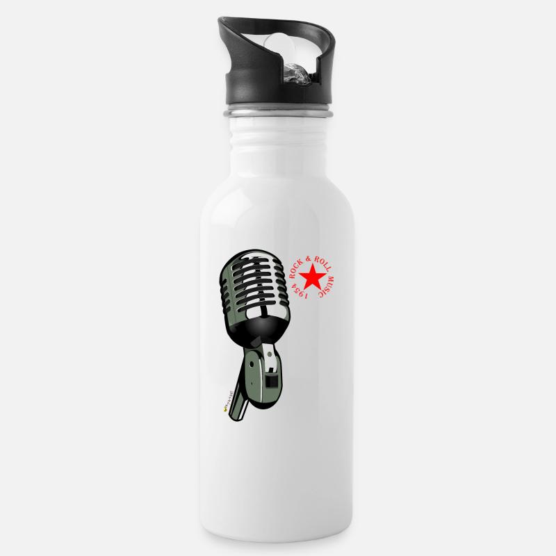 Microphone Rock & Roll - Gourde avec paille intégrée - blanc