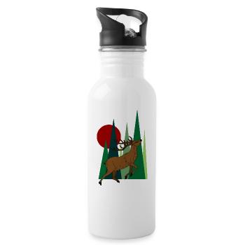 deer - Water bottle with straw - white - Right