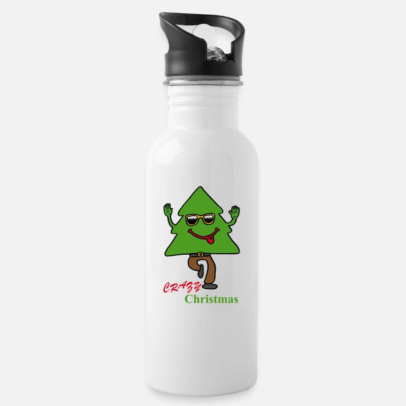 Christmas Tree, Christmas Tree, Christmas Tree - Water bottle with straw - white