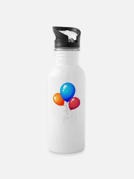 Happy Birthday - Water bottle with straw - white