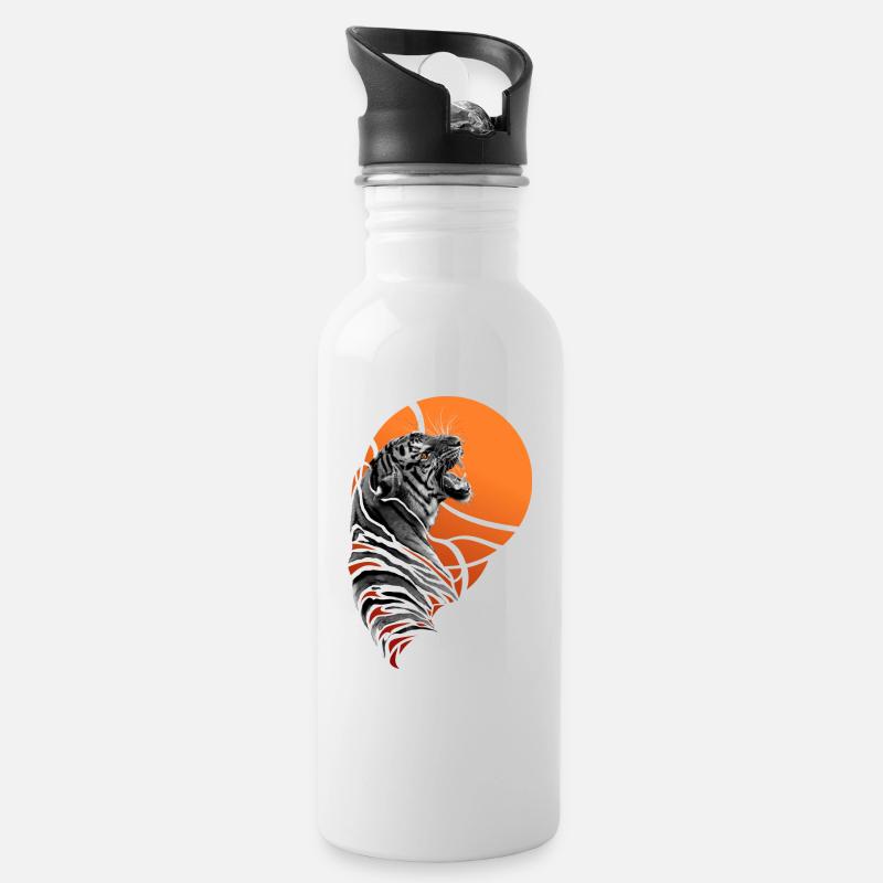 Tiger - Trinkflasche mit integriertem Trinkhalm - Weiß