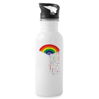 Love Rainbow Rain2 -without watercolor - Water bottle with straw - white - Right