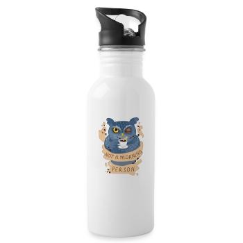 Eule Kaffee Owl coffee - Trinkflasche mit integriertem Trinkhalm - Weiß - Rechts